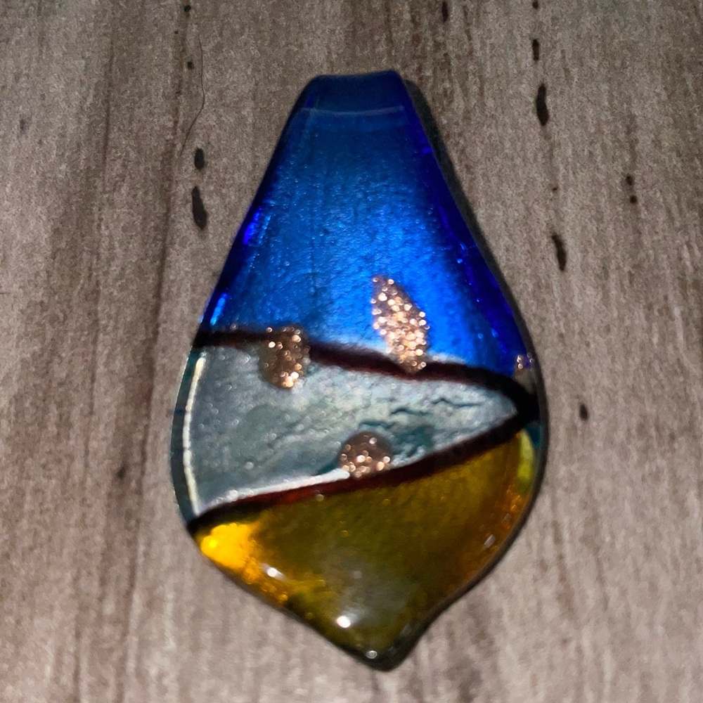 Blue and Yellow Dichroic Glass Pendant